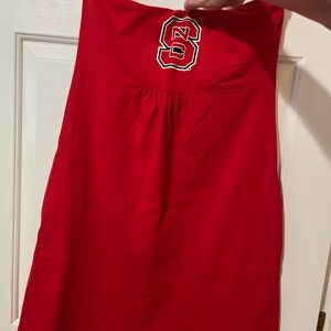 Chicka-d Red Strapless NC State Dress with pockets
